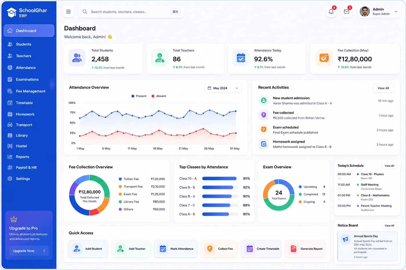 SchoolGhar ERP product preview